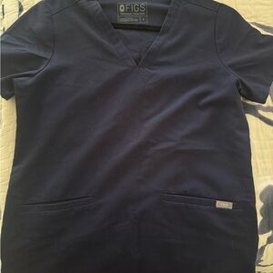 Navy Casma Three-Pocket Scrub Top